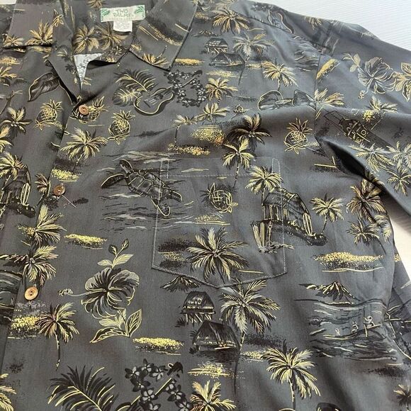 Two Palms Grey Hawaiian Short Sleeve Button Up Shirt Size 2XL - Picture 3 of 7
